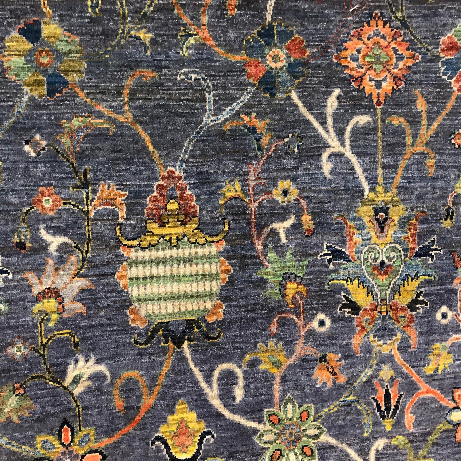 Sultani Area Rug Handmade Blue Floral 7x10 ft