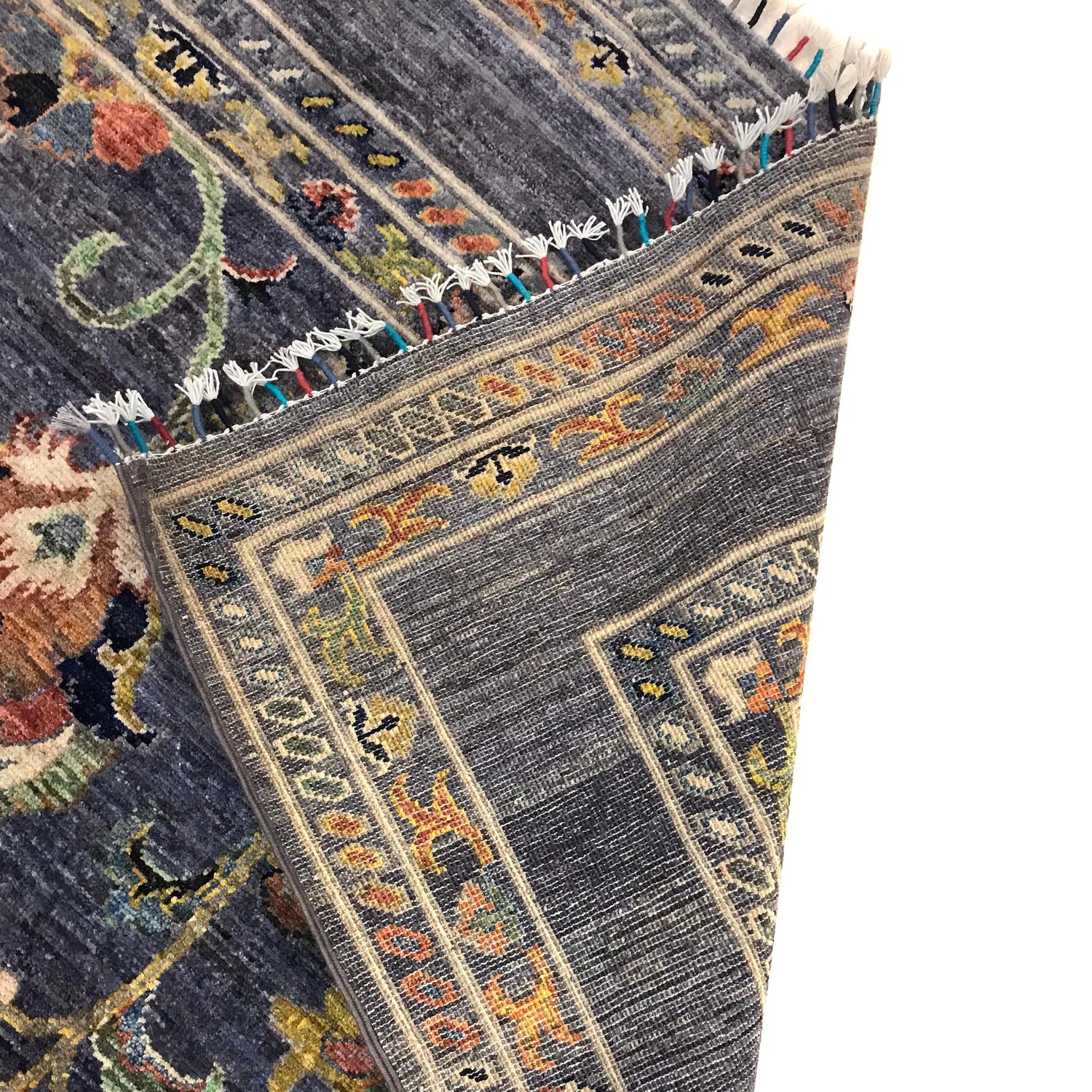 Sultani Area Rug Handmade Blue Floral 7x10 ft