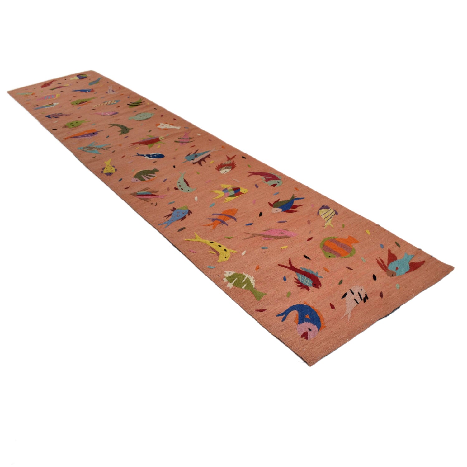 Handmade Pink Kilim Animal 13' Runner