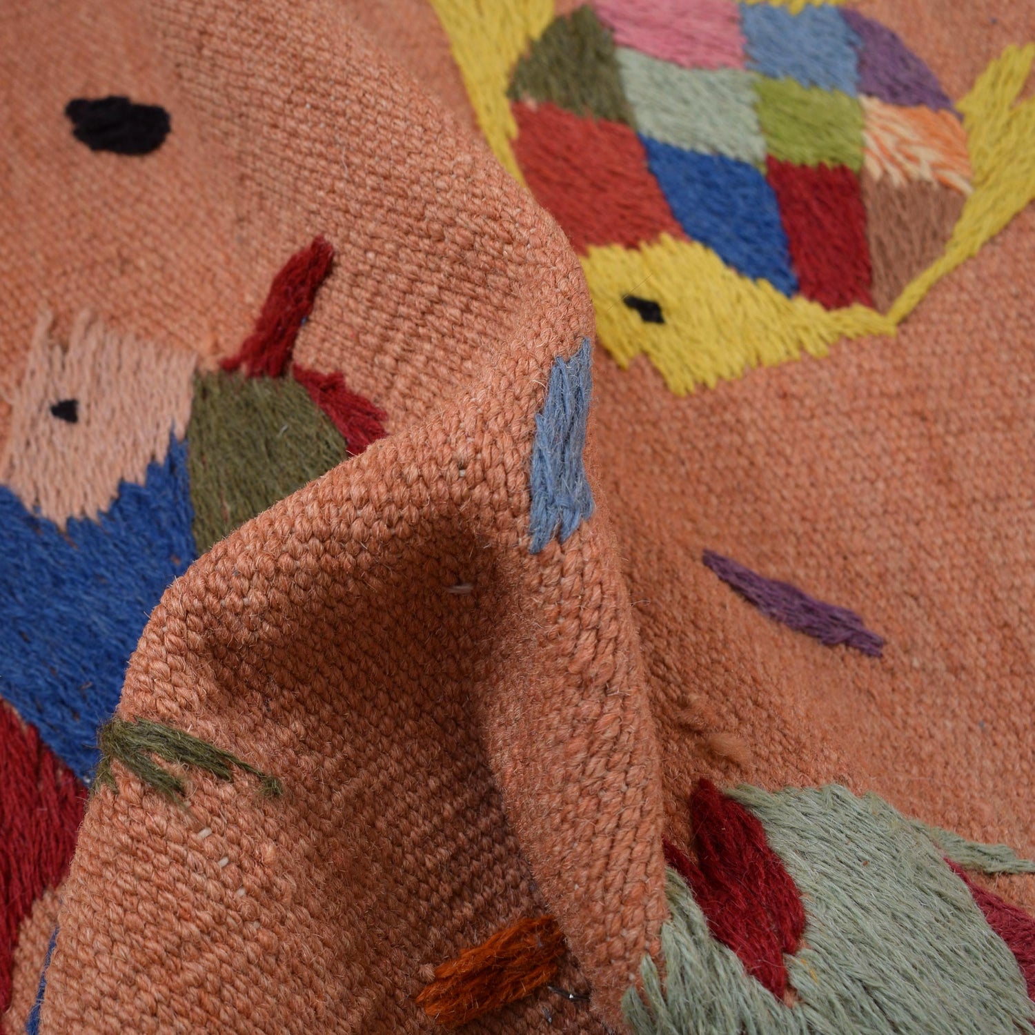 Handmade Pink Kilim Animal 13' Runner