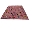 Embroidery Kilim Area Rug Handmade Pink Animal 5x8 ft