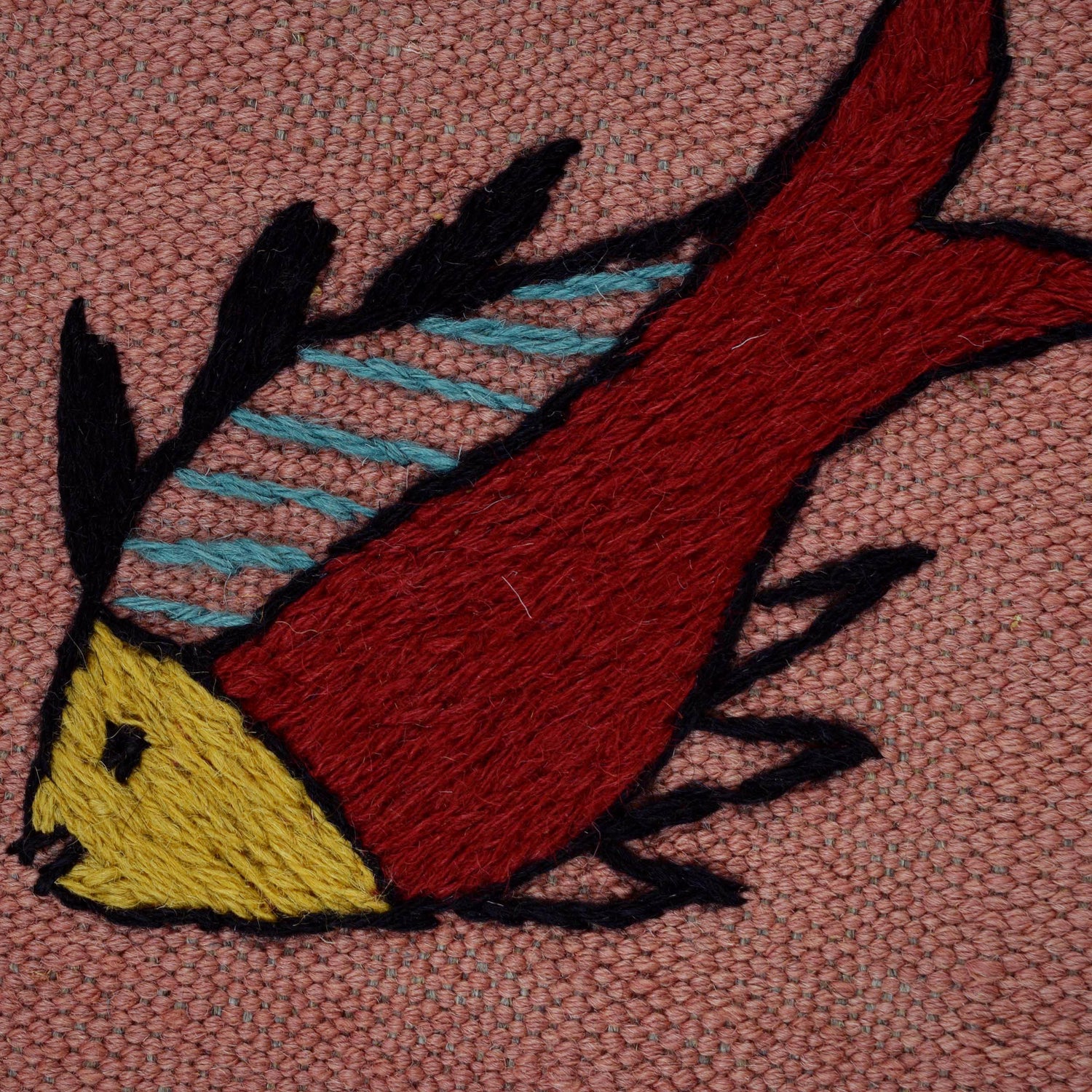 Embroidery Kilim Area Rug Handmade Pink Animal 5x8 ft