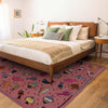 Embroidery Kilim Area Rug Handmade Pink Animal 5x8 ft