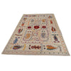 Embroidery Kilim Area Rug Handmade Beige Animal 5x8 ft
