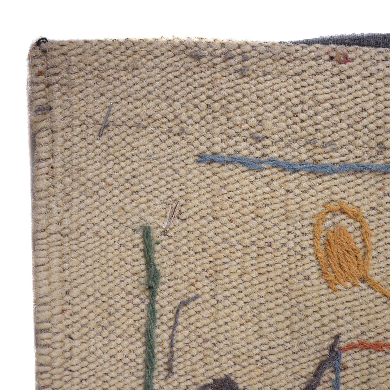 Embroidery Kilim Area Rug Handmade Beige Animal 5x8 ft