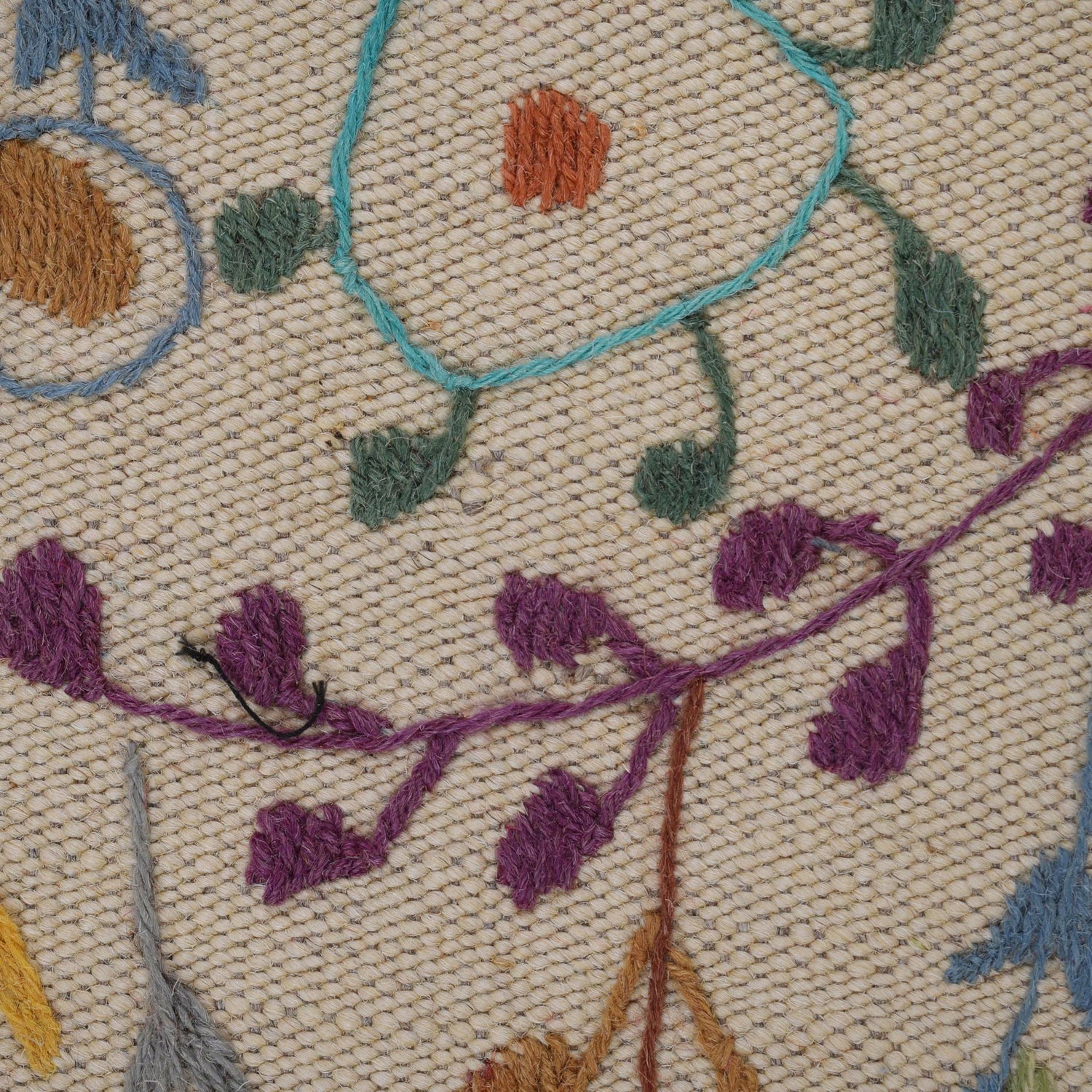 Embroidery Kilim Area Rug Handmade Beige Animal 5x8 ft