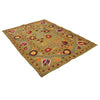 Embroidery Kilim Area Rug Handmade Green Animal 4x7 ft