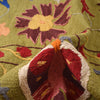 Embroidery Kilim Area Rug Handmade Green Animal 4x7 ft