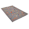 Embroidery Kilim Area Rug Handmade Gray Animal 4x6 ft