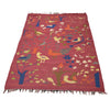 Embroidery Kilim Area Rug Handmade Red Animal 3x5 ft