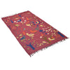 Embroidery Kilim Area Rug Handmade Red Animal 3x5 ft