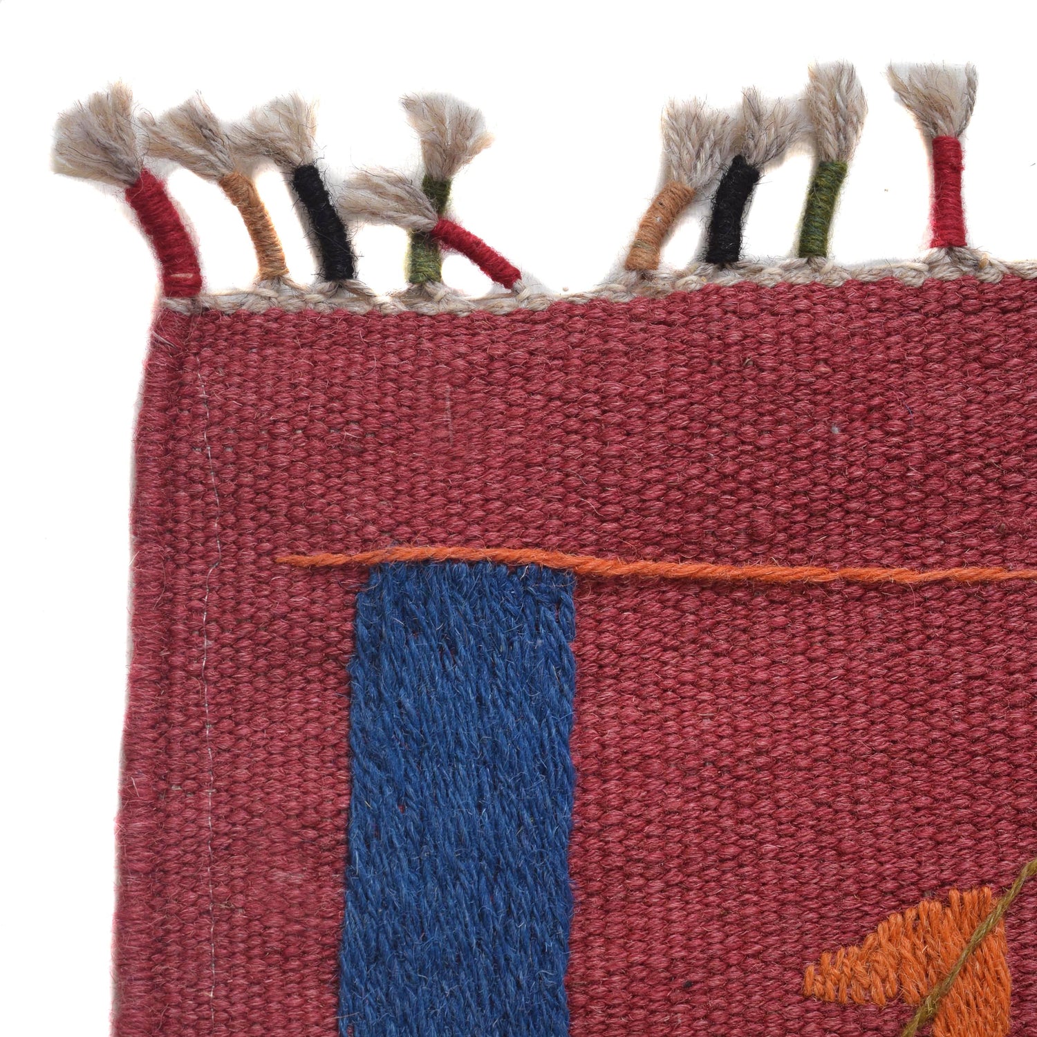 Embroidery Kilim Area Rug Handmade Red Animal 3x5 ft