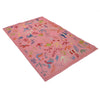 Embroidery Kilim Area Rug Handmade Pink Animal 4x6 ft