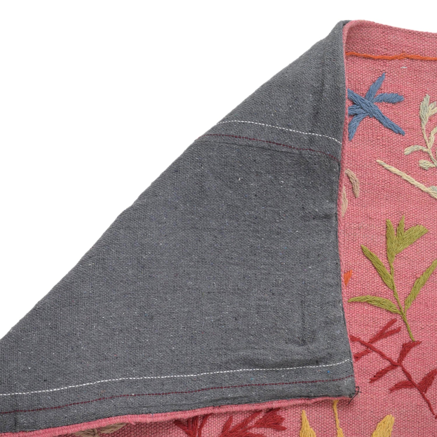 Embroidery Kilim Area Rug Handmade Pink Animal 4x6 ft