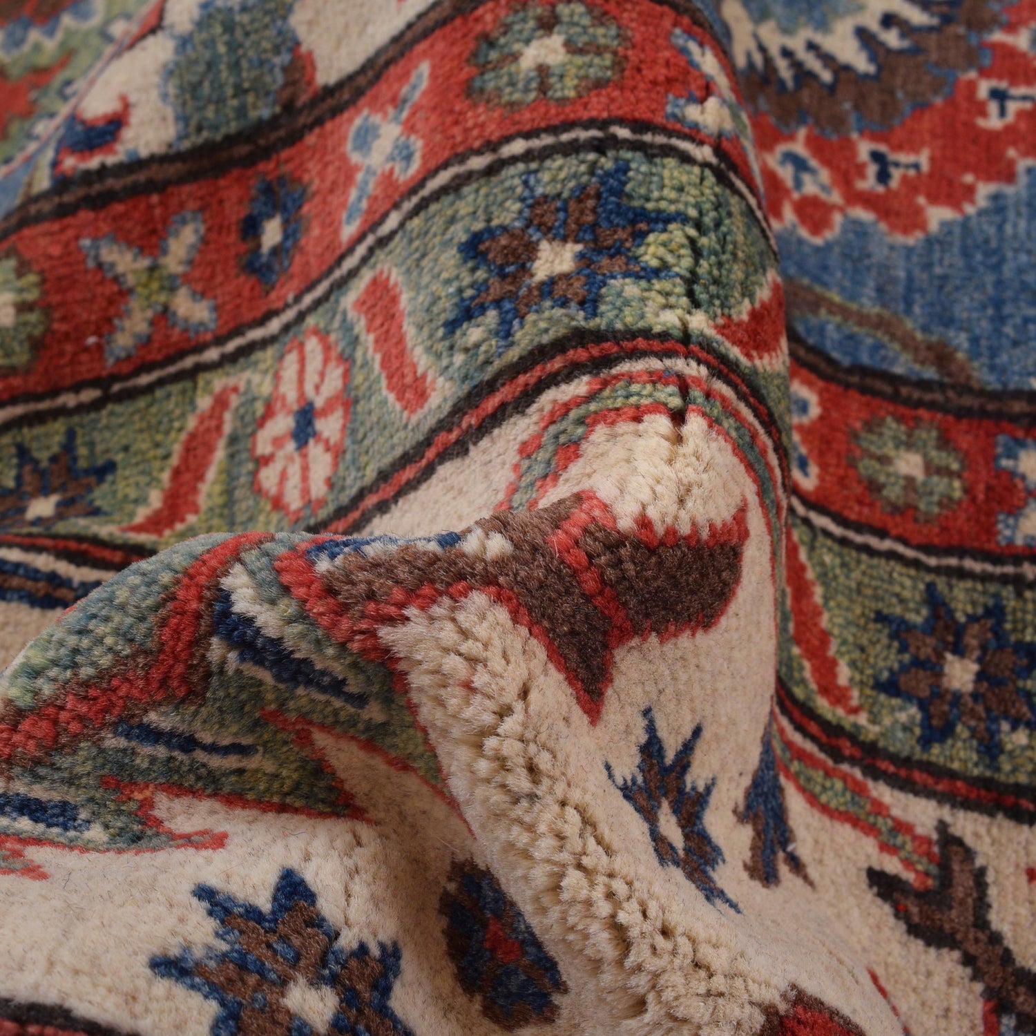 Kazak Rug Handmade Blue Medallion 10x14 ft