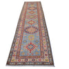 Kazak Rug Handmade Blue Medallion 13' Runner
