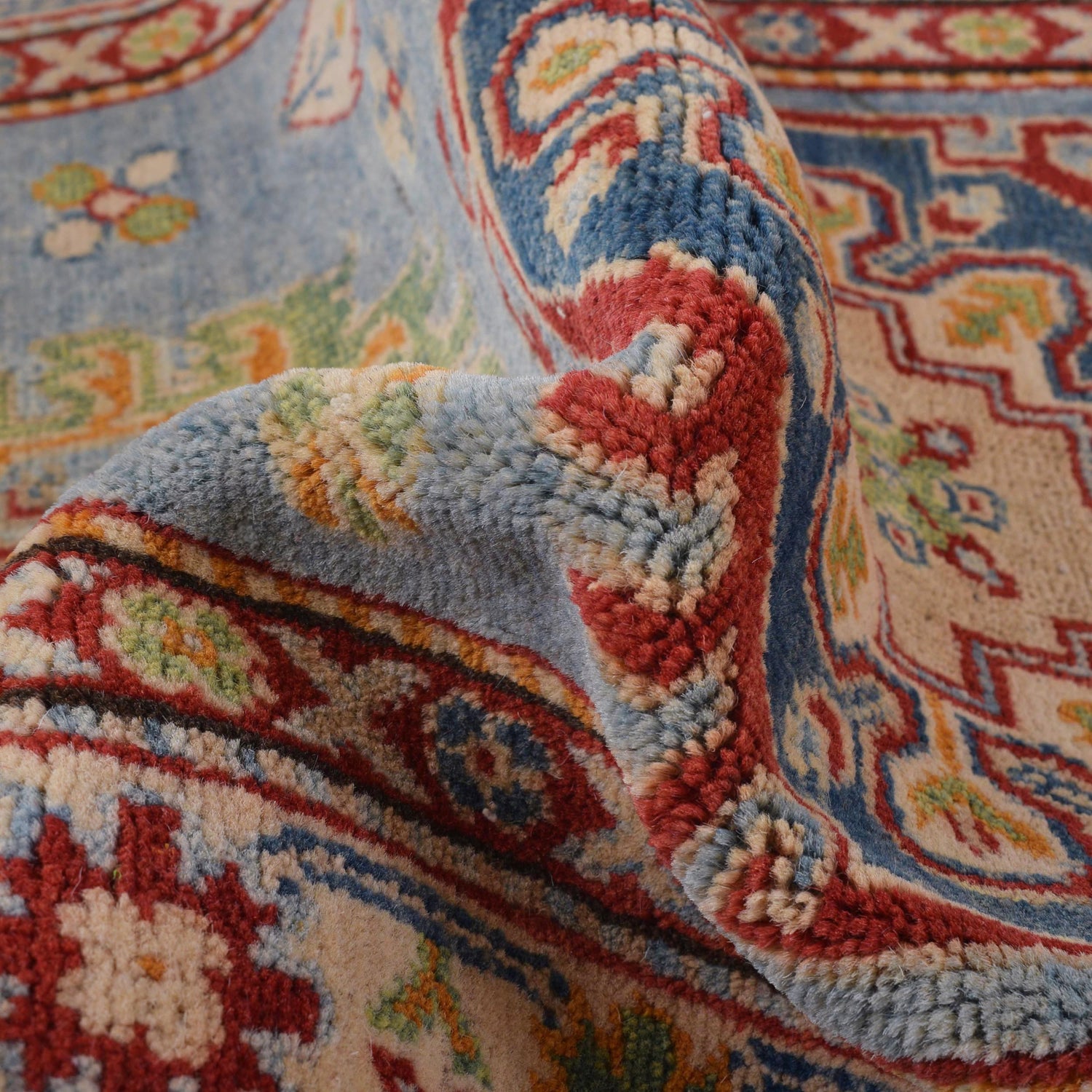 Kazak Rug Handmade Blue Medallion 13' Runner