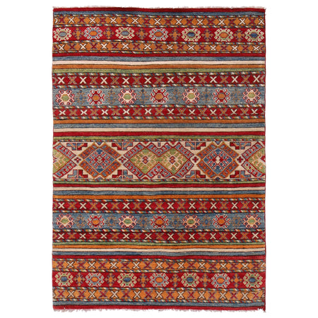 Khurjeen Area Rug Handmade Multi Curvilinear 4x6 ft