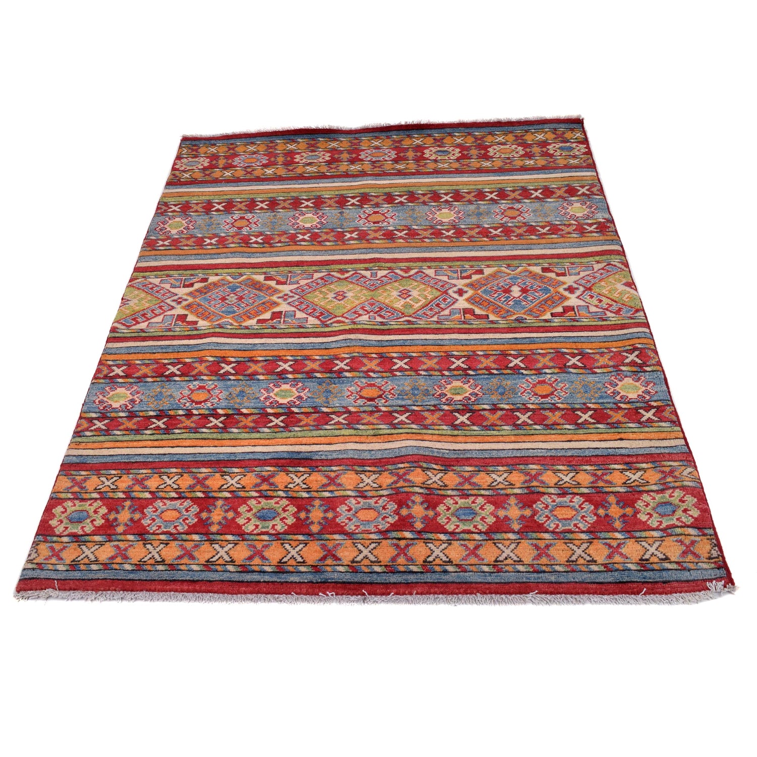 Khurjeen Area Rug Handmade Multi Curvilinear 4x6 ft