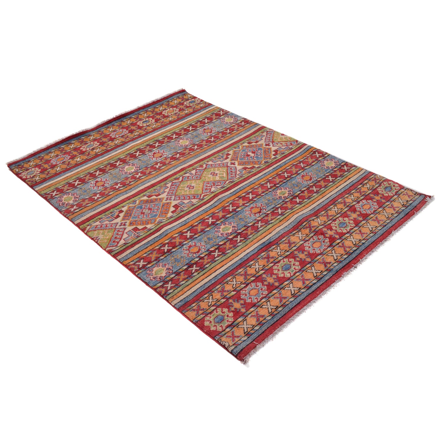 Khurjeen Area Rug Handmade Multi Curvilinear 4x6 ft