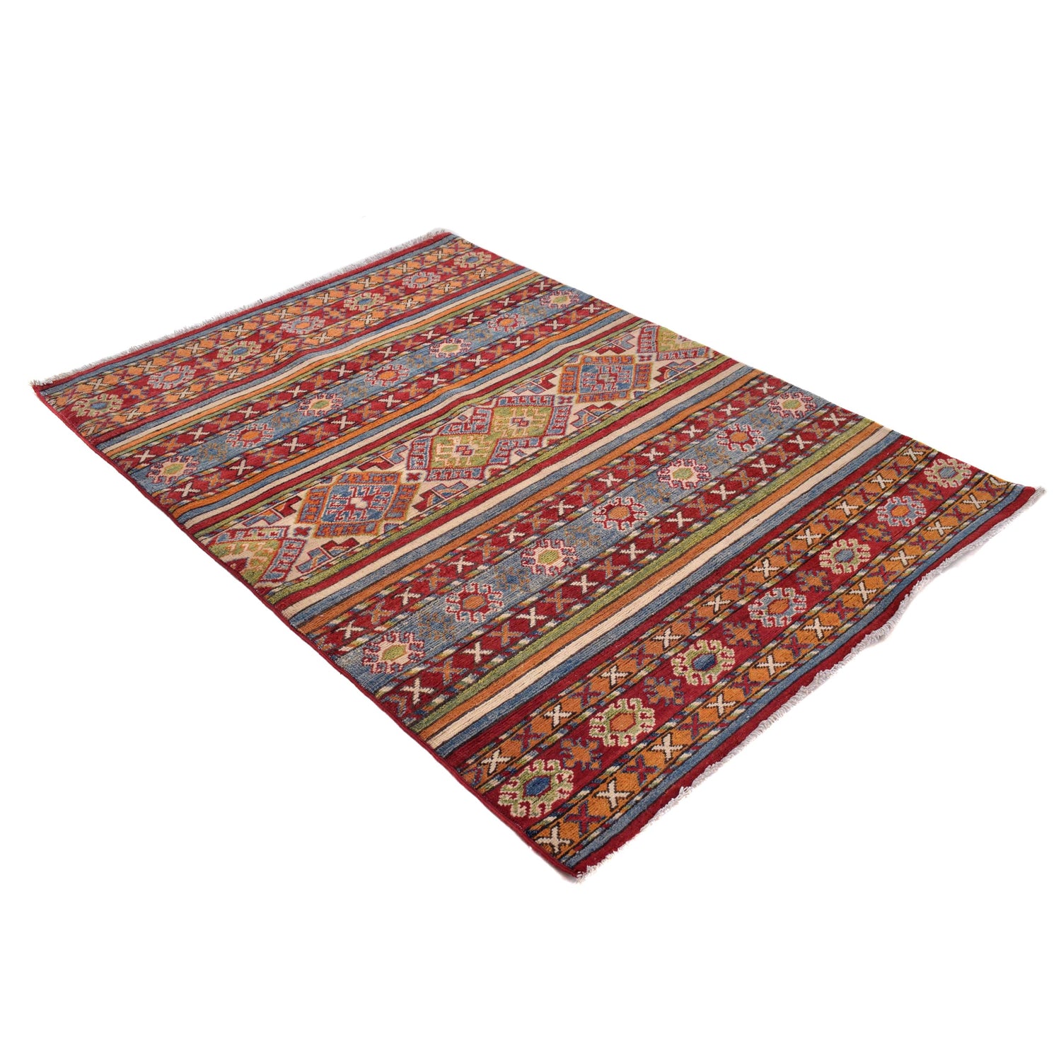 Khurjeen Area Rug Handmade Multi Curvilinear 4x6 ft