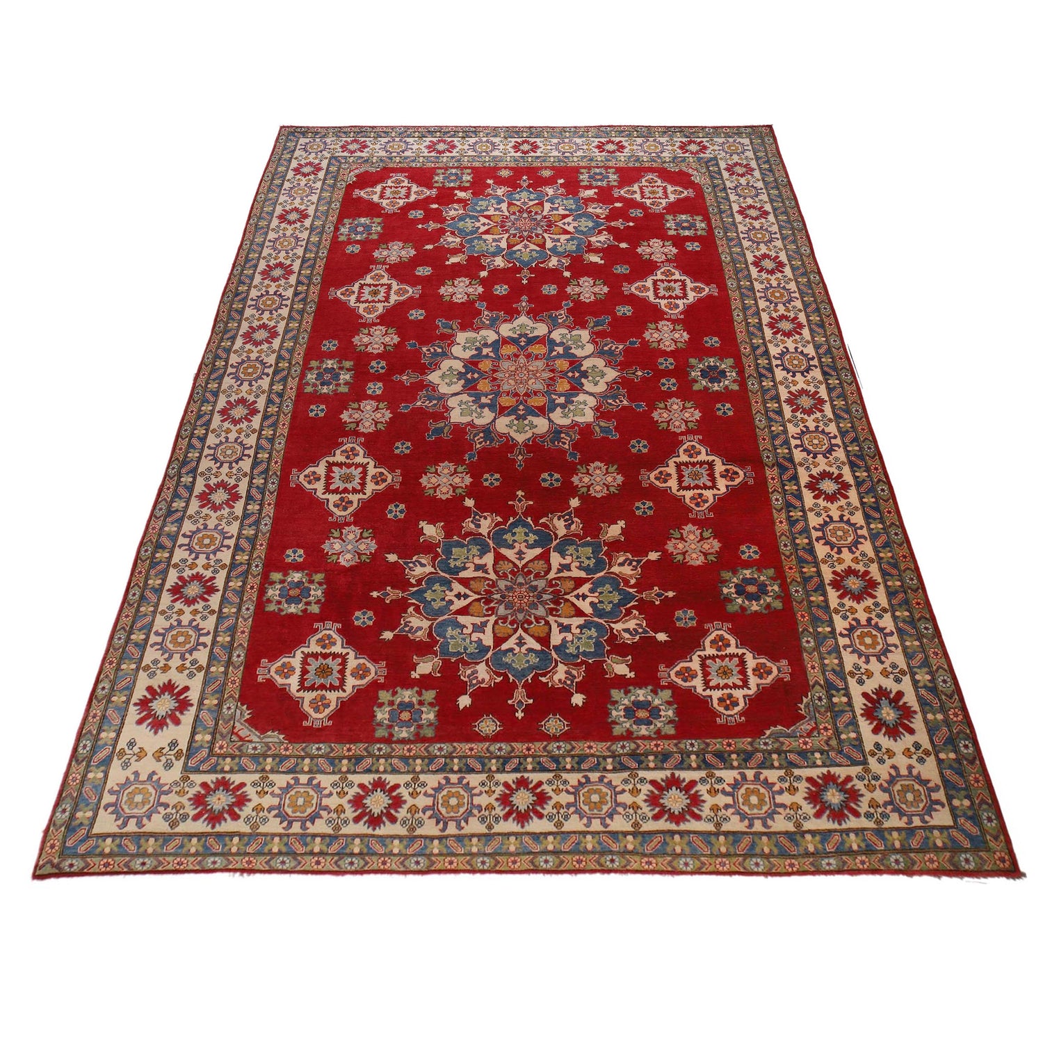 Kazak Rug Handmade Red Medallion 10x16 ft