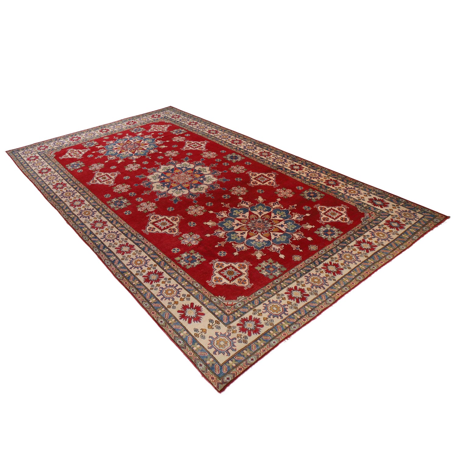 Kazak Rug Handmade Red Medallion 10x16 ft