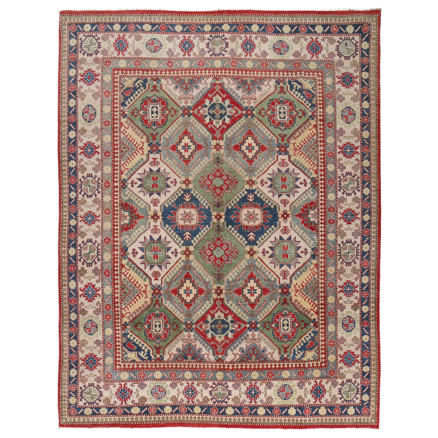 Kazak Rug Handmade Multi Medallion 9x12 ft