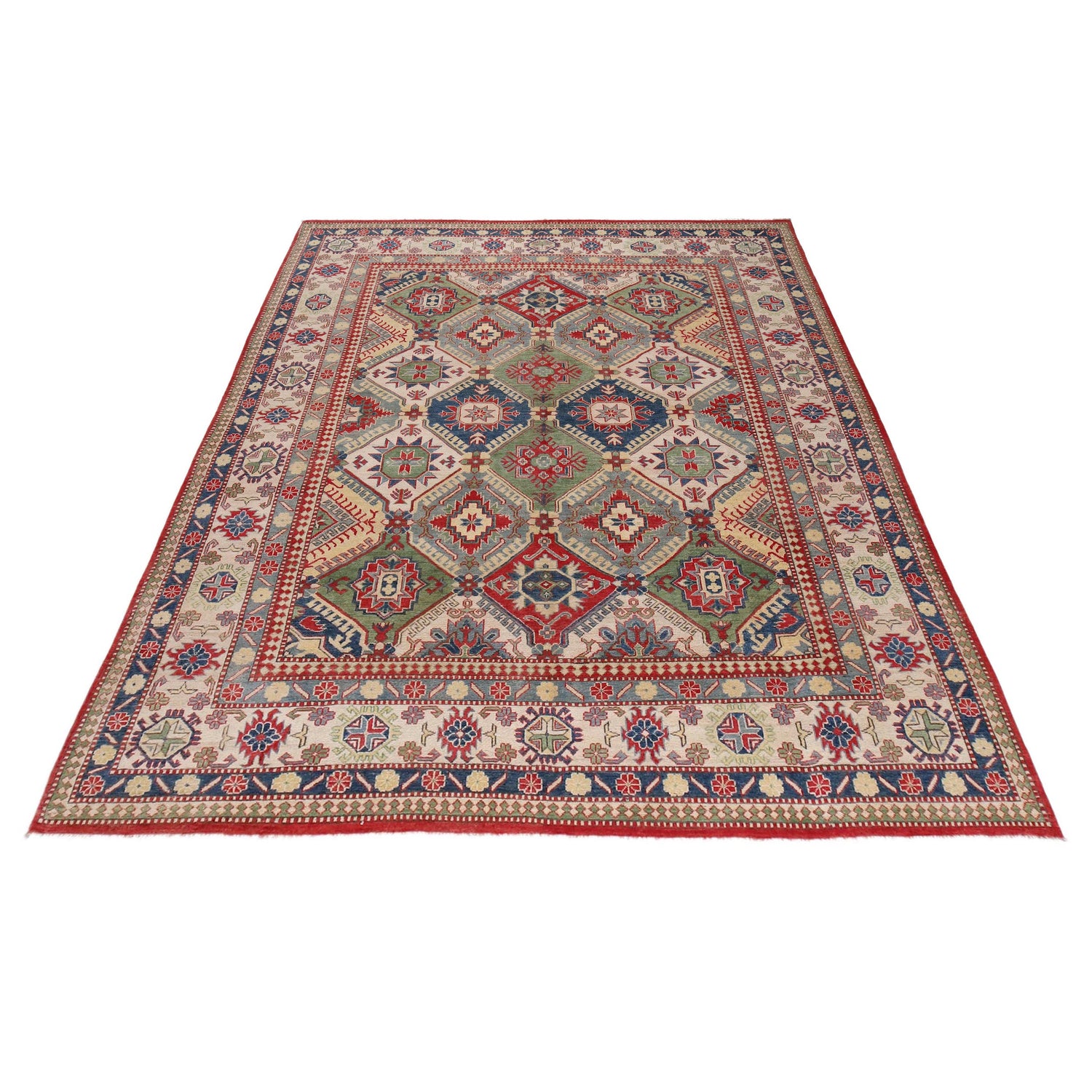 Kazak Rug Handmade Multi Medallion 9x12 ft
