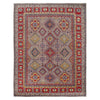 Kazak Rug Handmade Gray Medallion 9x12 ft
