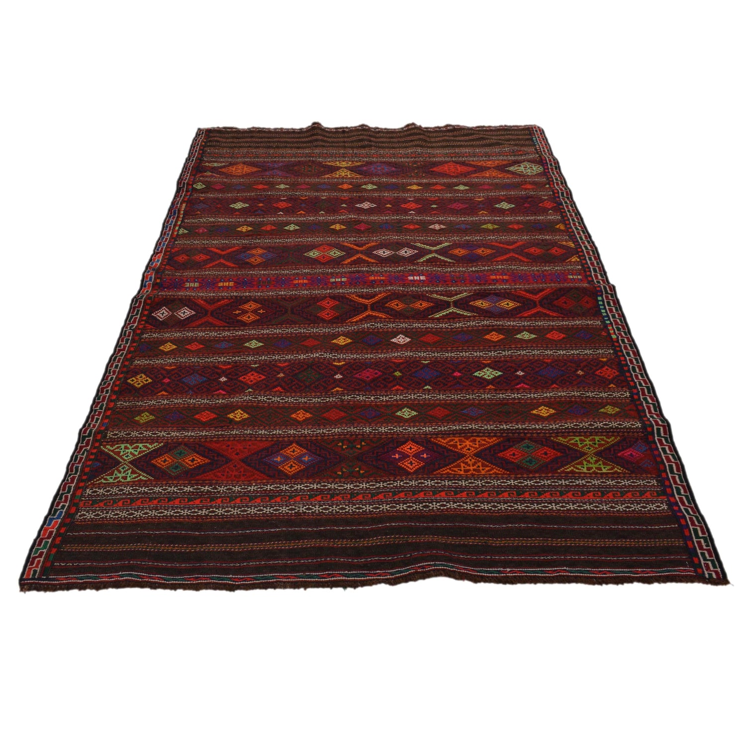 Laghari Kilim Area Rug Handmade Multi Geometric 4x6 ft