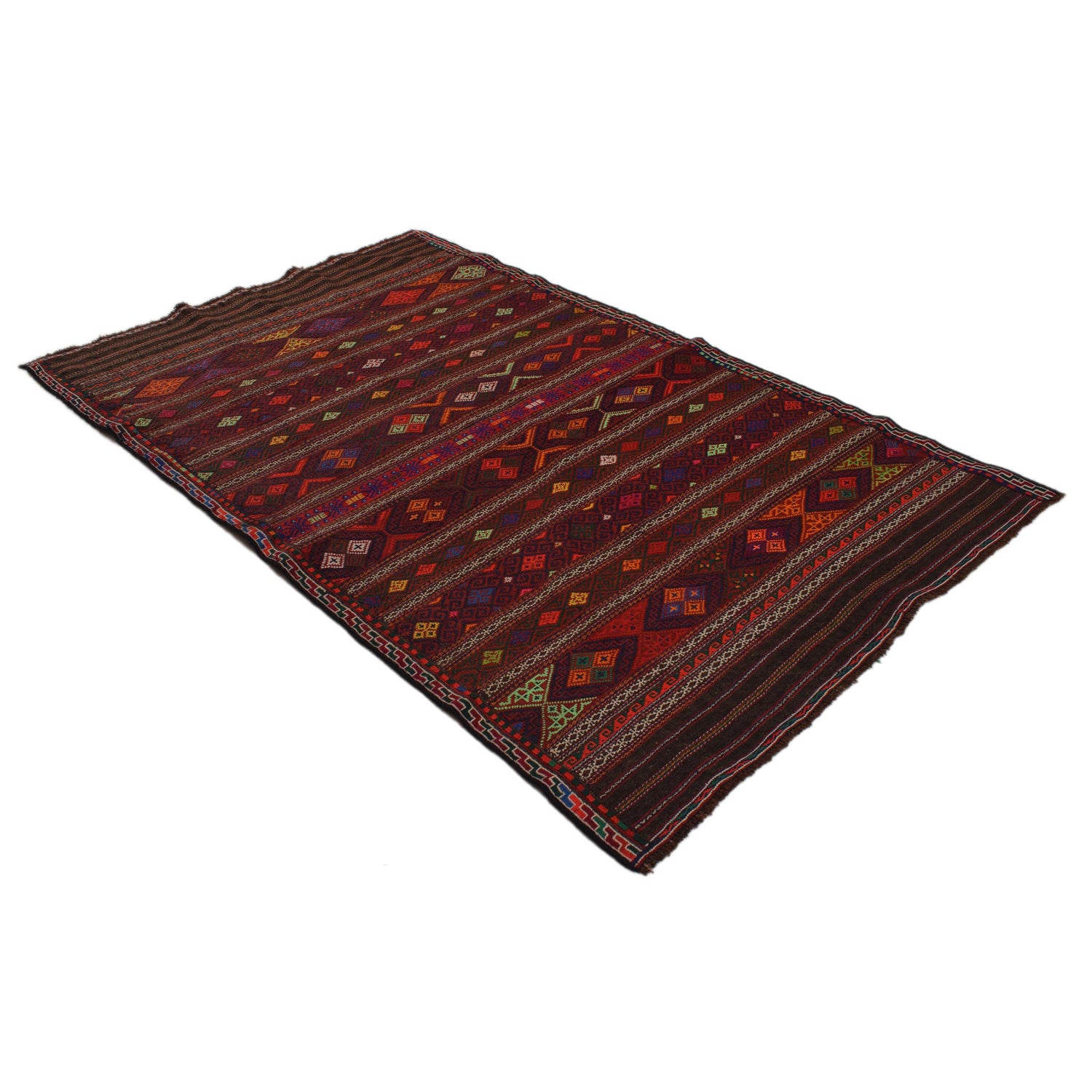 Laghari Kilim Area Rug Handmade Multi Geometric 4x6 ft