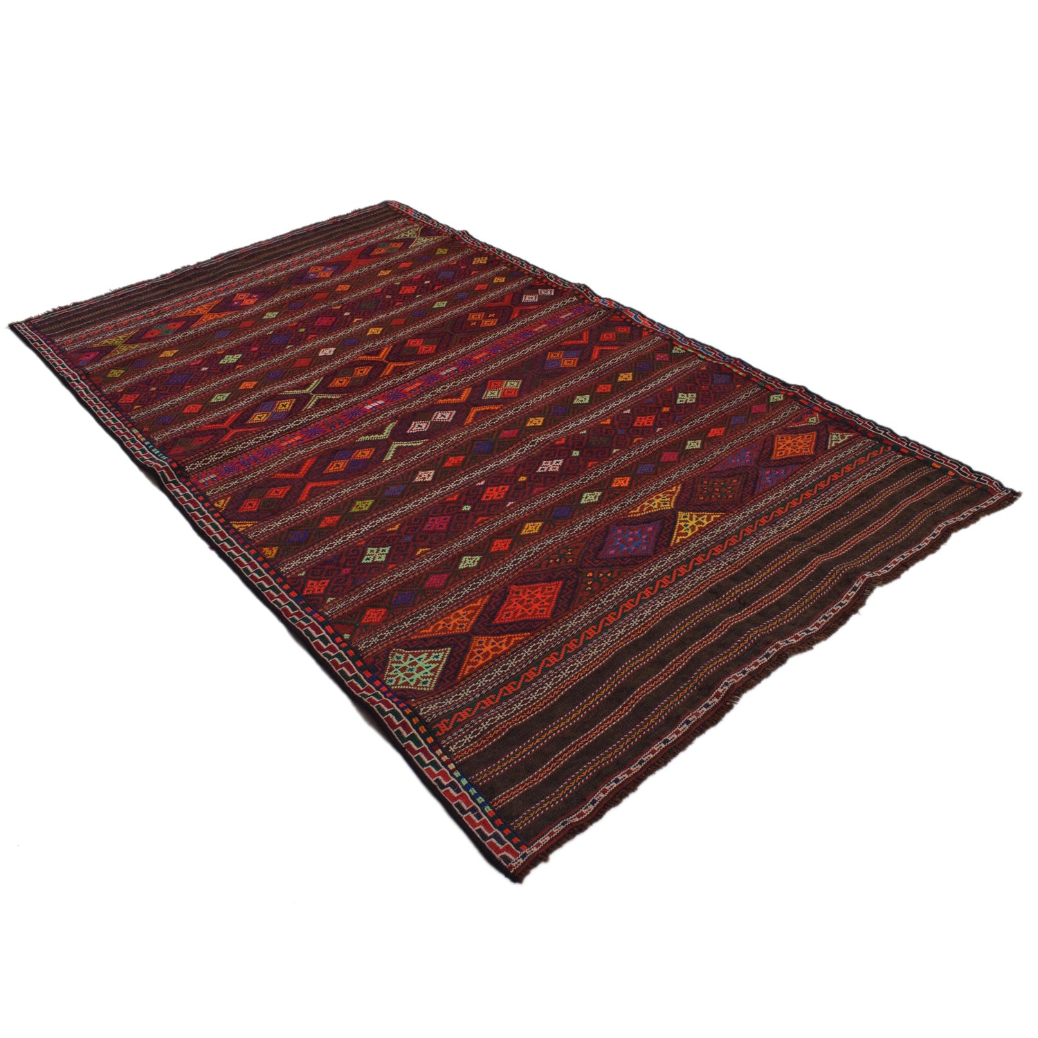 Laghari Kilim Area Rug Handmade Multi Geometric 4x6 ft