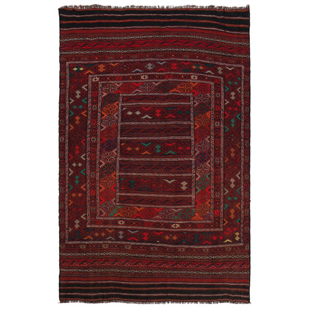 Laghari Kilim Area Rug Handmade Multi Geometric 4x7 ft
