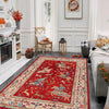 Pictorial Rug Handmade Red Design