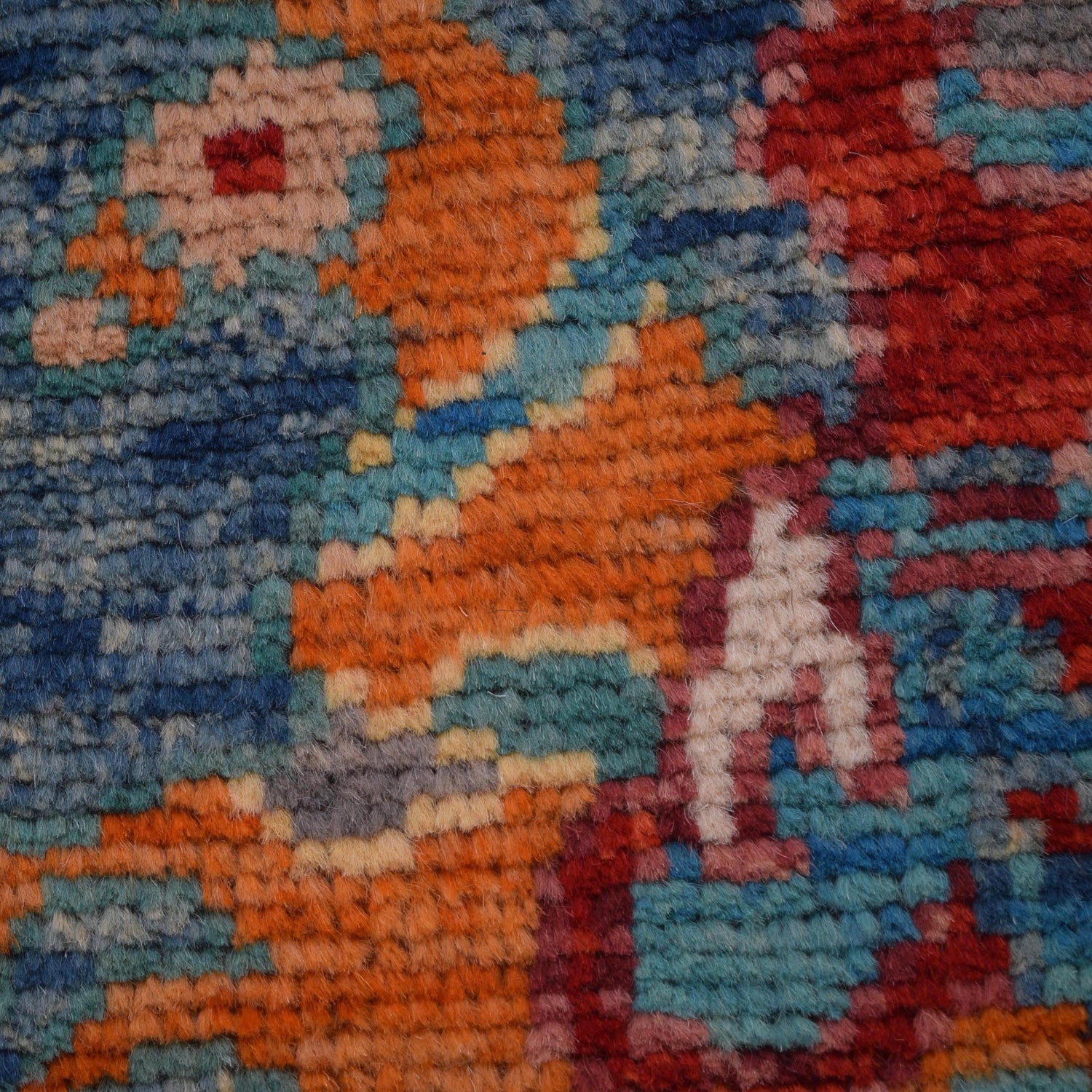 Pictorial Rug Handmade Blue Design