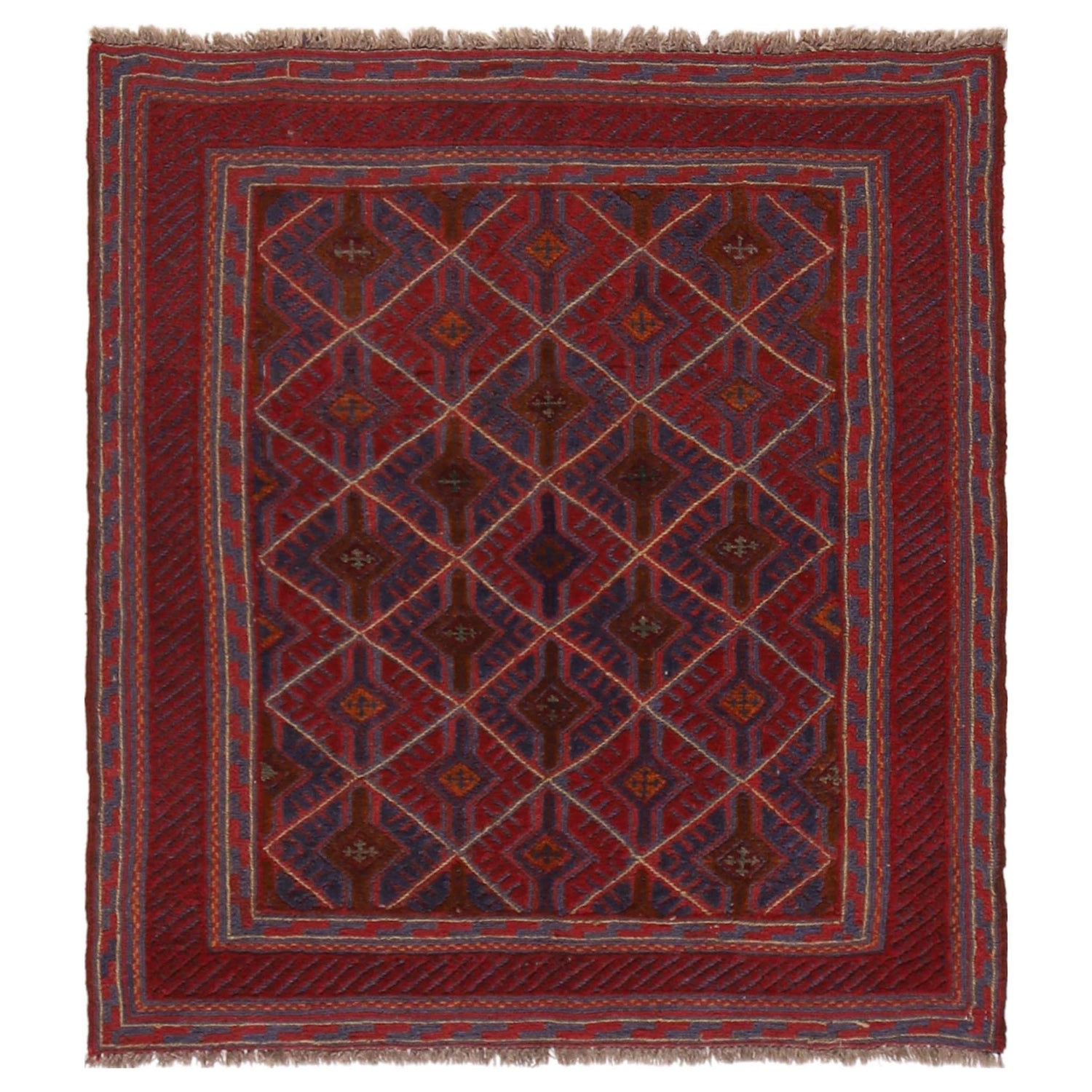 Mashwani Runner Rug Handmade Multi Geometric 4x4 ft