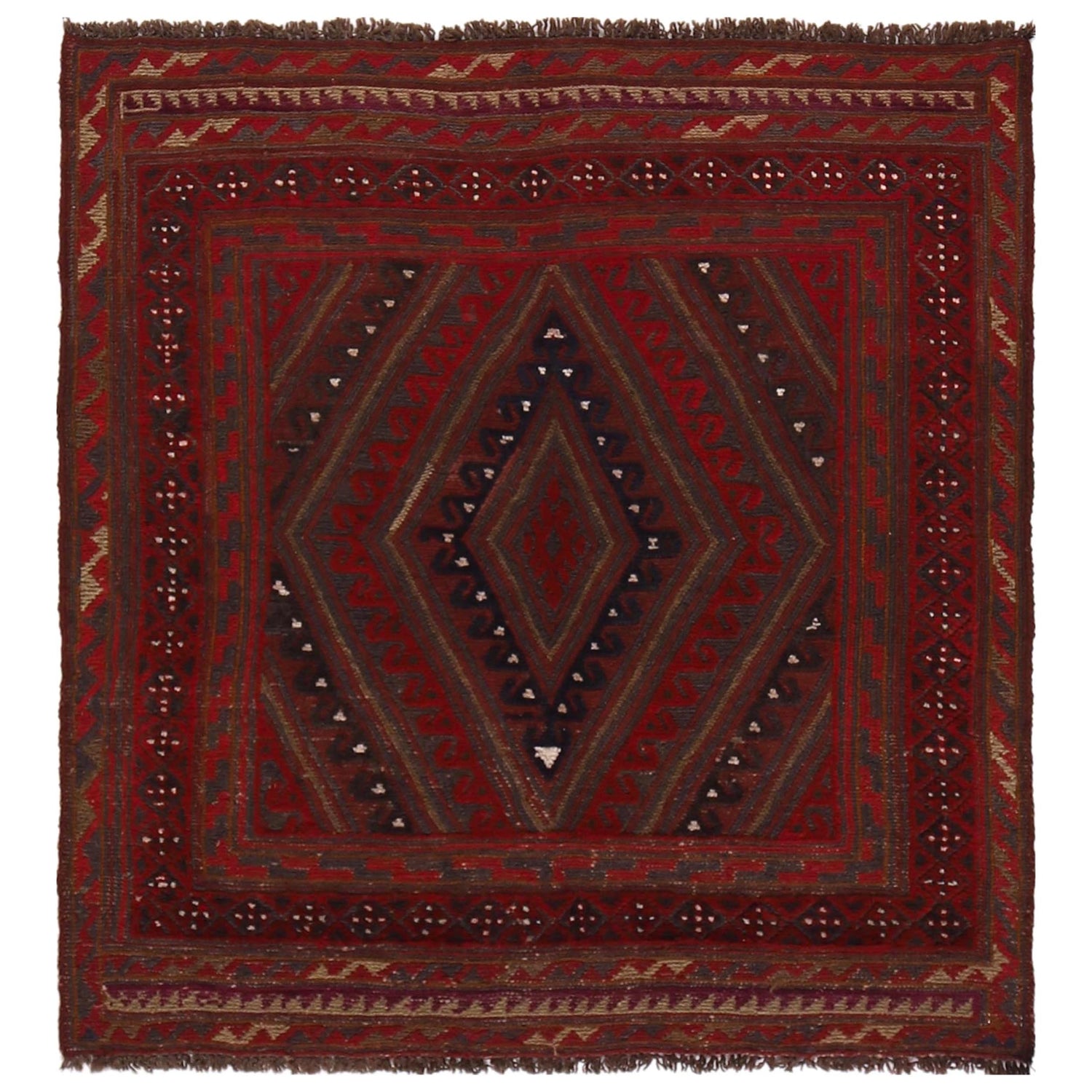 Mashwani Runner Rug Handmade Multi Geometric 4x4 ft