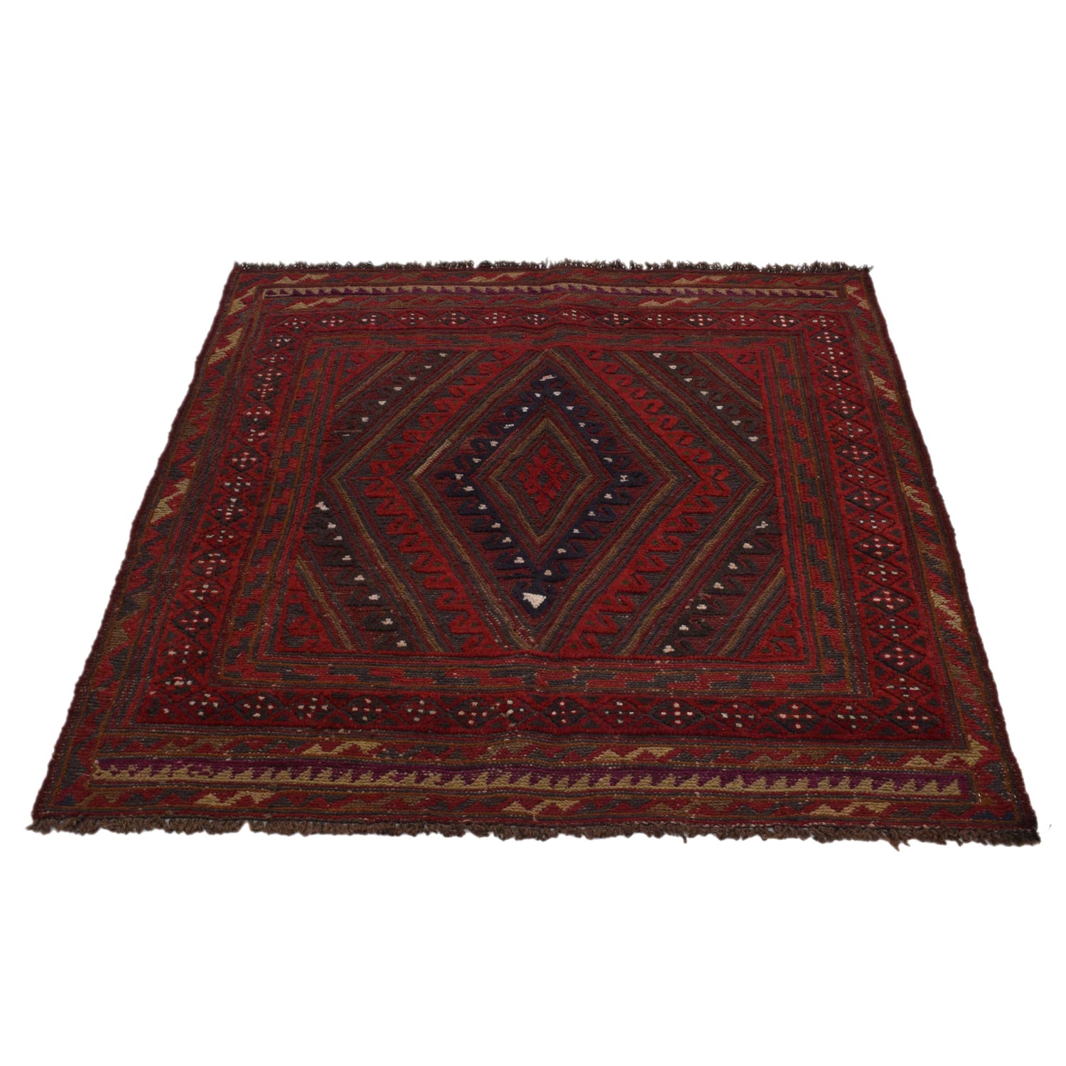 Mashwani Runner Rug Handmade Multi Geometric 4x4 ft