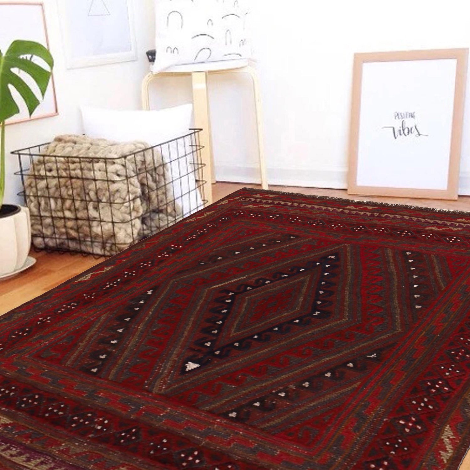 Mashwani Runner Rug Handmade Multi Geometric 4x4 ft