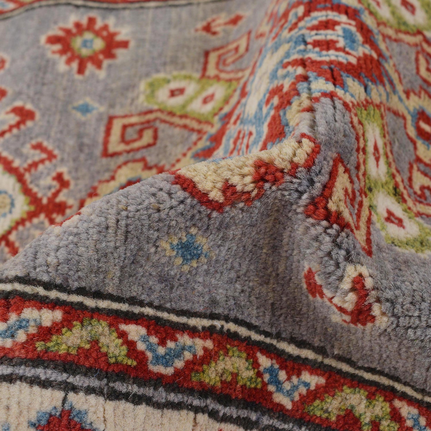 Kazak Rug Handmade Gray Medallion 6' Runner