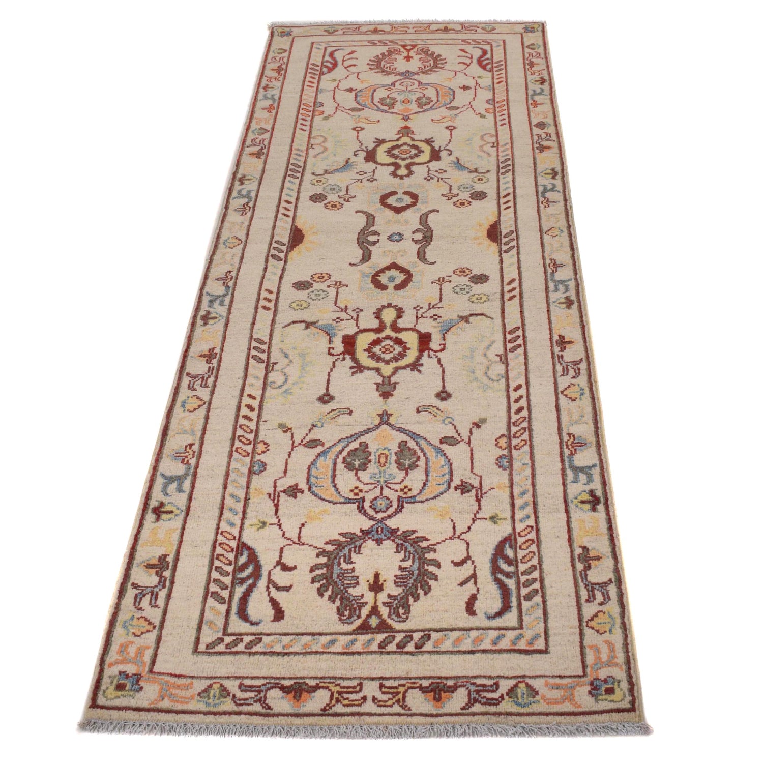 Kazak Rug Handmade Beige Medallion 8' Runner