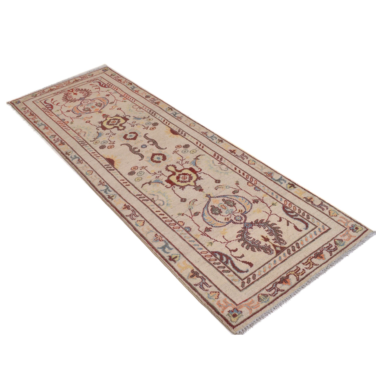 Kazak Rug Handmade Beige Medallion 8' Runner