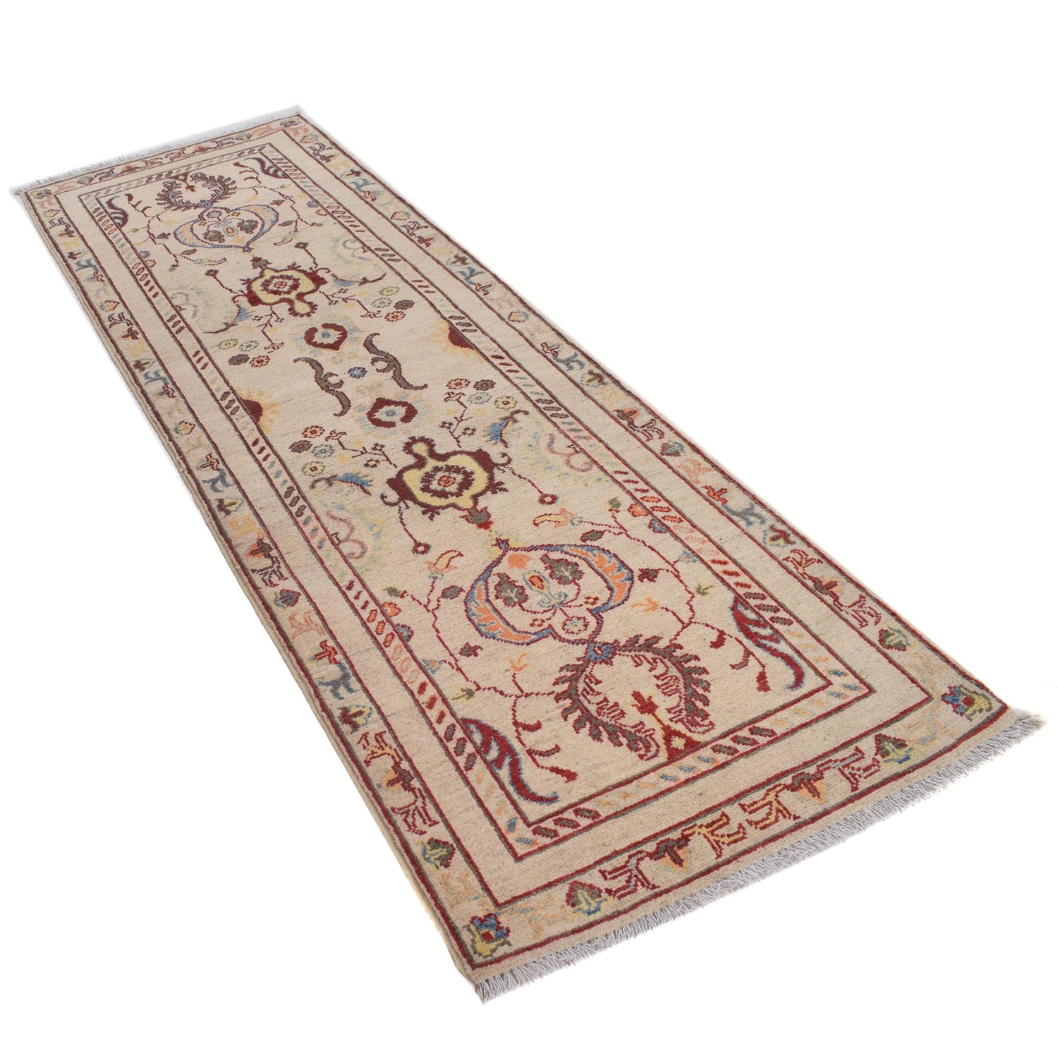Kazak Rug Handmade Beige Medallion 8' Runner