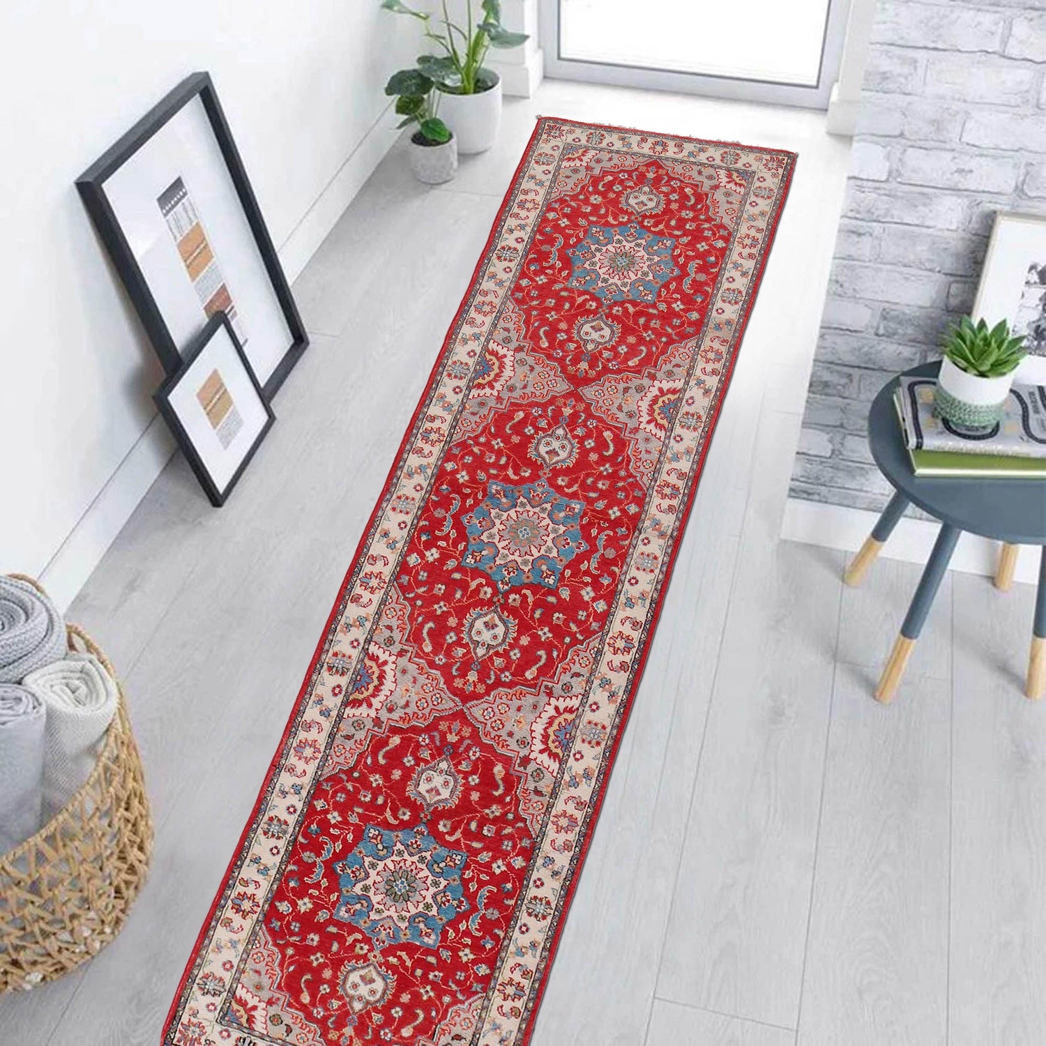 Kazak Rug Handmade Red Medallion 10' Runner