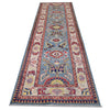 Kazak Rug Handmade Blue Medallion 13' Runner