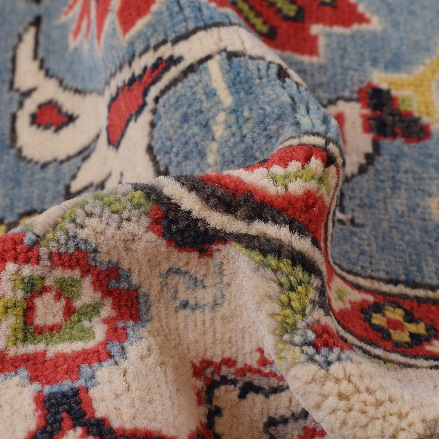 Kazak Rug Handmade Blue Medallion 13' Runner