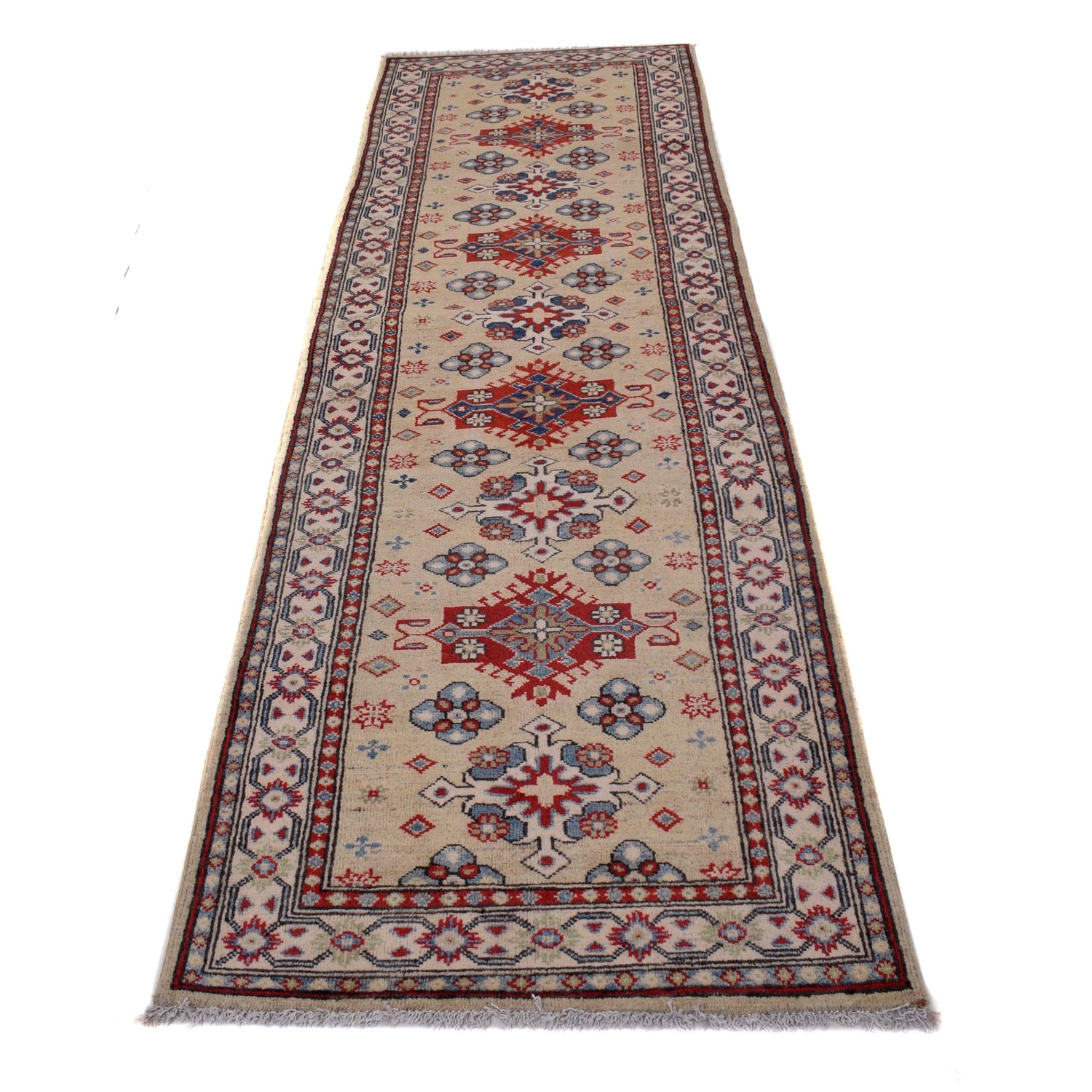 Kazak Rug Handmade Beige Medallion 10' Runner