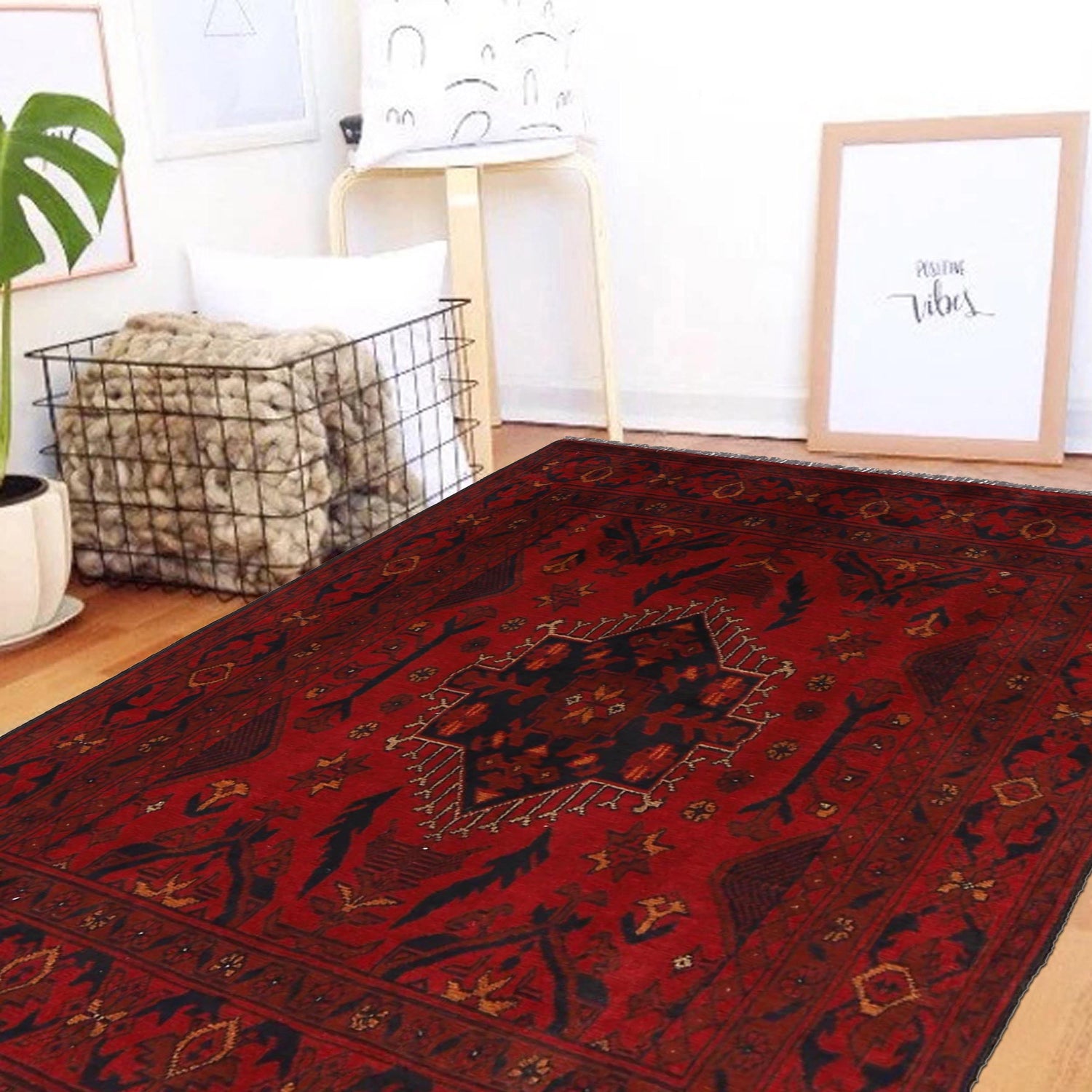 Khal Mohammadi Rug Handmade Red 3x5 ft