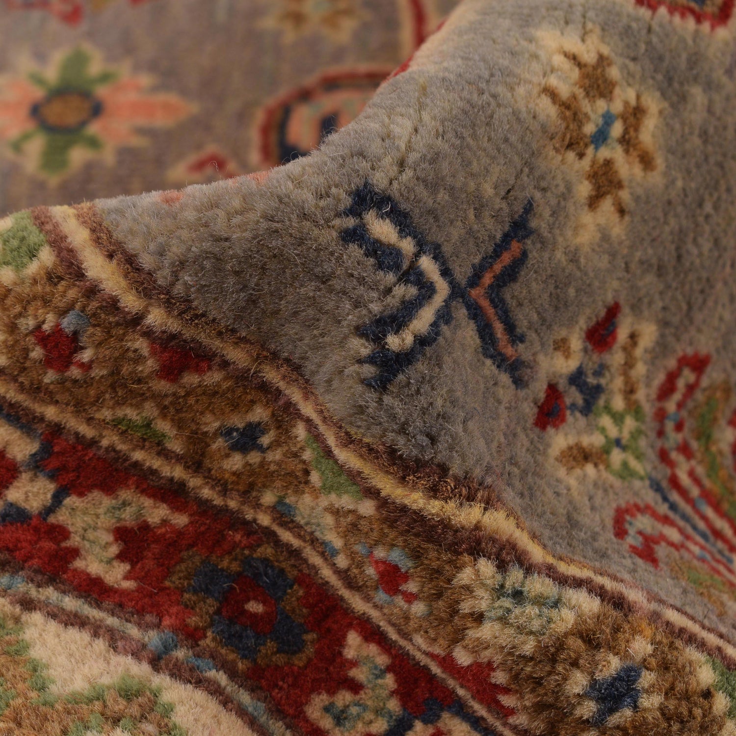 Kazak Rug Handmade Gray Medallion 3x5 ft